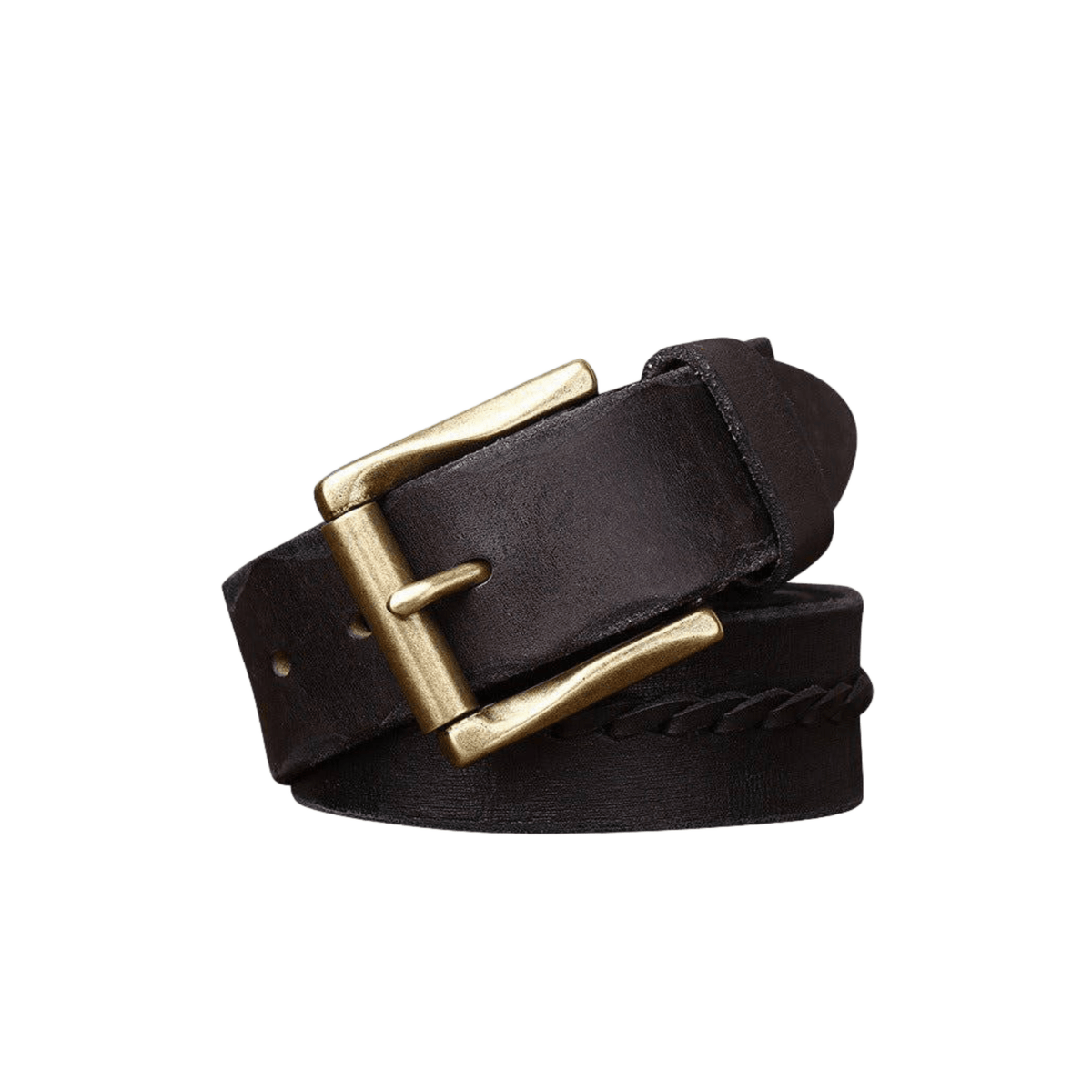 Raj Men's Leather Belt with Braided Centre Strap