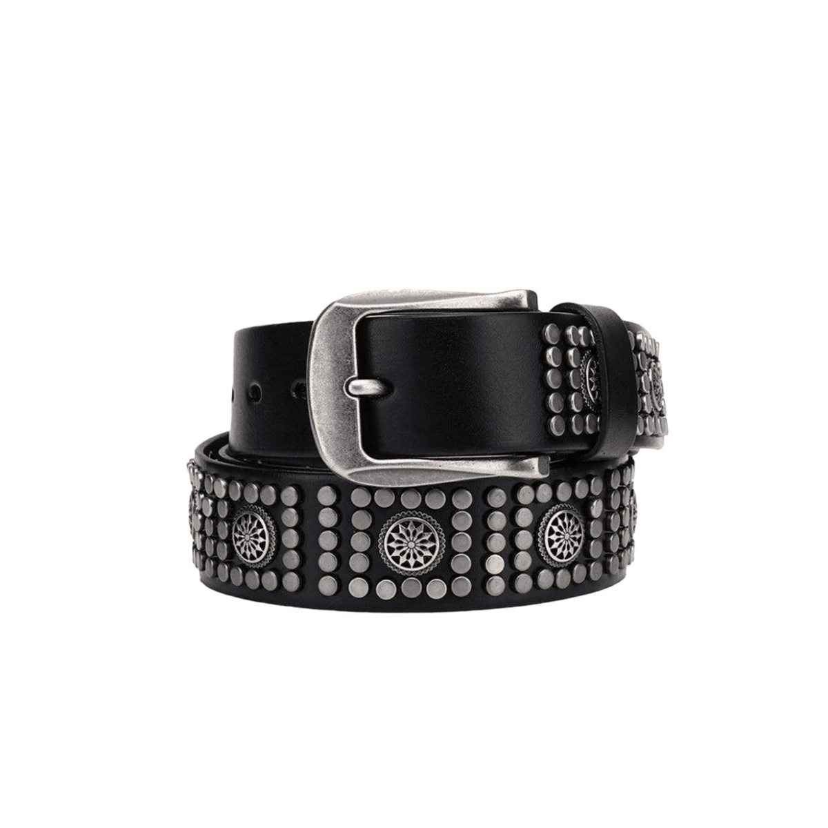 Makan Men's Studded Belt with Silver-Tone Buckle