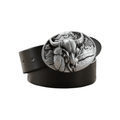 Men's Black Leather Cowboy Belt with Western Buckle