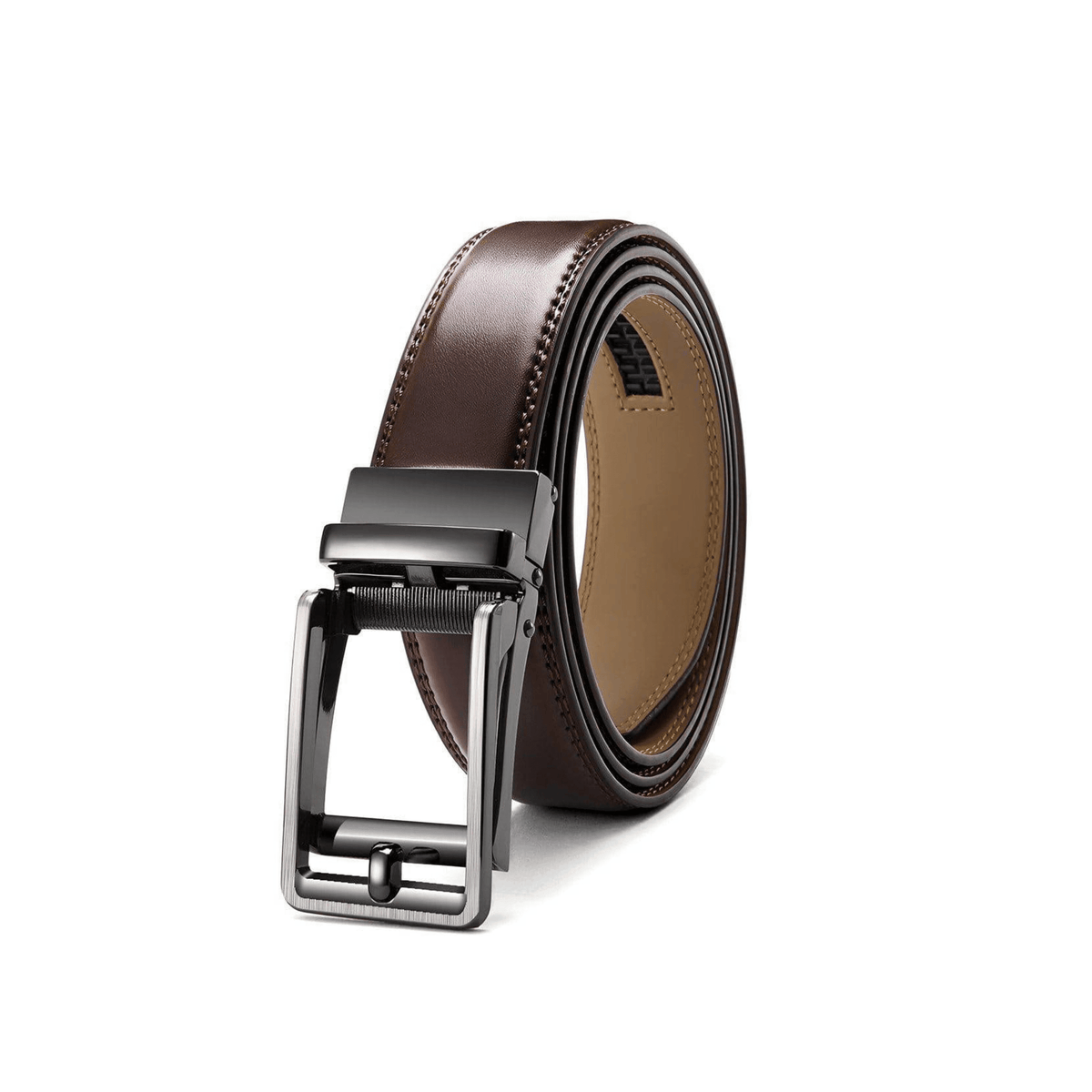 Men's Automatic Buckle Leather Belt, Hole-Free Design