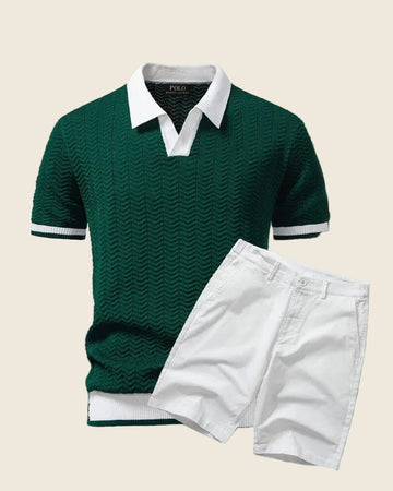 Men's Knit Polo Shirt & Shorts Set
