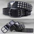 Men's Leather Rivet Belt with Skull & Animal Studs, 3.8 cm