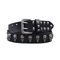 Men's Leather Rivet Belt with Skull & Animal Studs, 3.8 cm