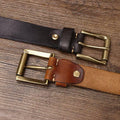 Raj Men's Leather Belt with Braided Centre Strap