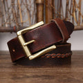 Raj Men's Leather Belt with Braided Centre Strap