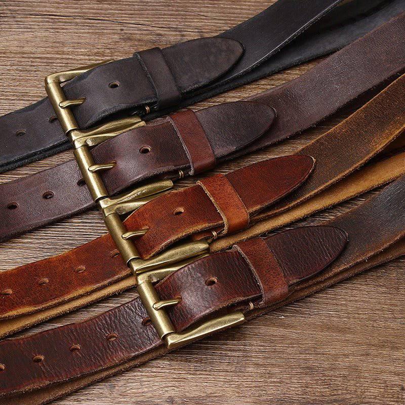 Raj Men's Leather Belt with Braided Centre Strap