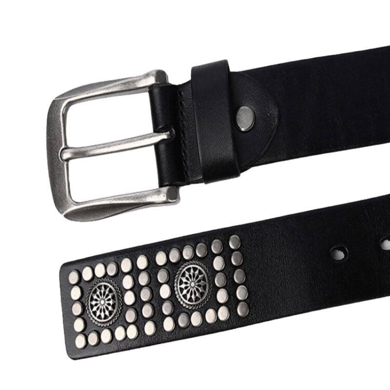 Makan Men's Studded Belt with Silver-Tone Buckle