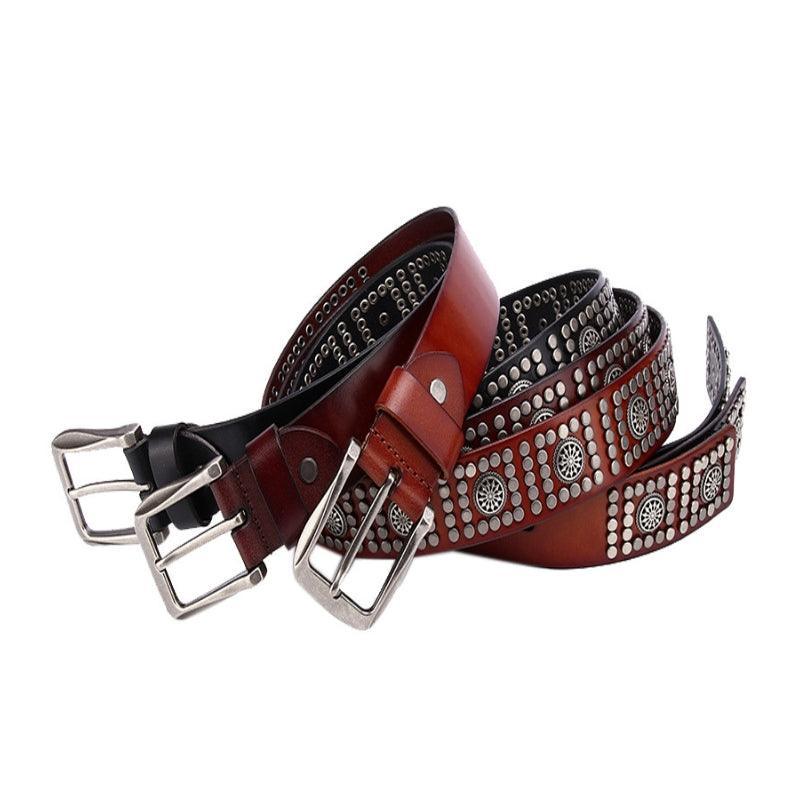 Makan Men's Studded Belt with Silver-Tone Buckle