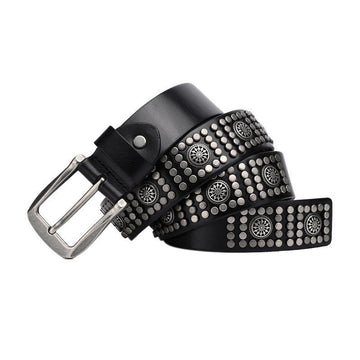 Makan Men's Studded Belt with Silver-Tone Buckle