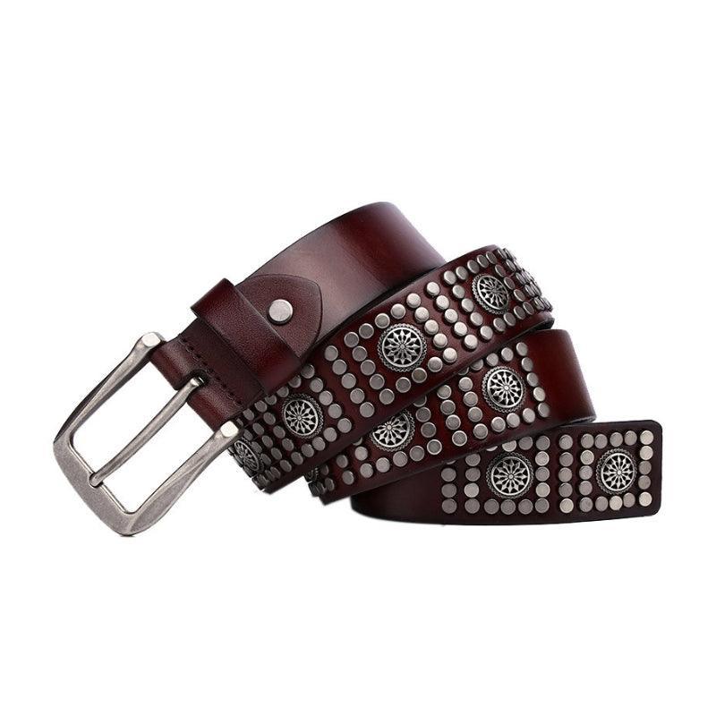 Makan Men's Studded Belt with Silver-Tone Buckle