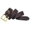 Men's Grained Leather Belt with Brass-Tone Buckle